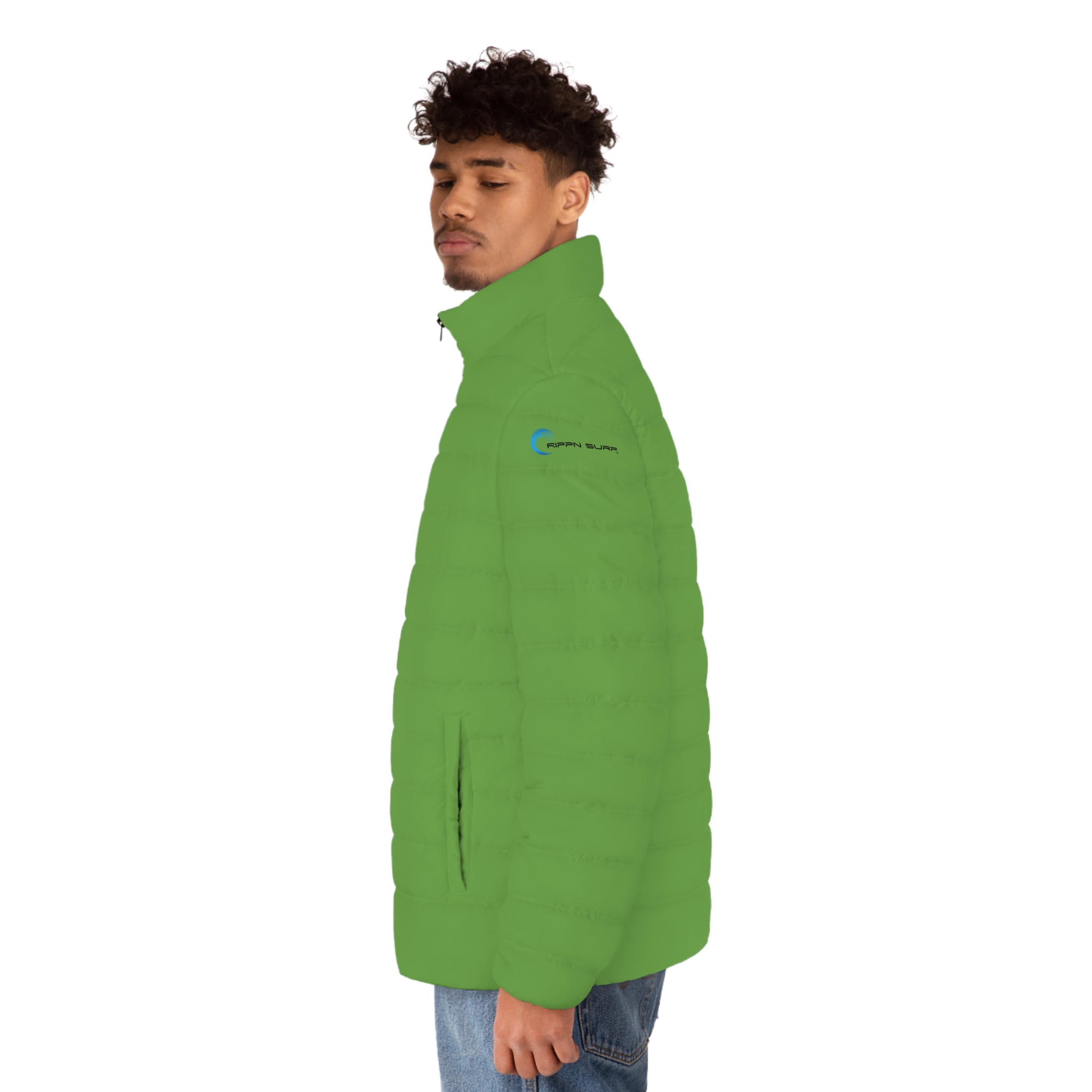 Rippn Surf Men's Green Puffer Jacket - Image 6