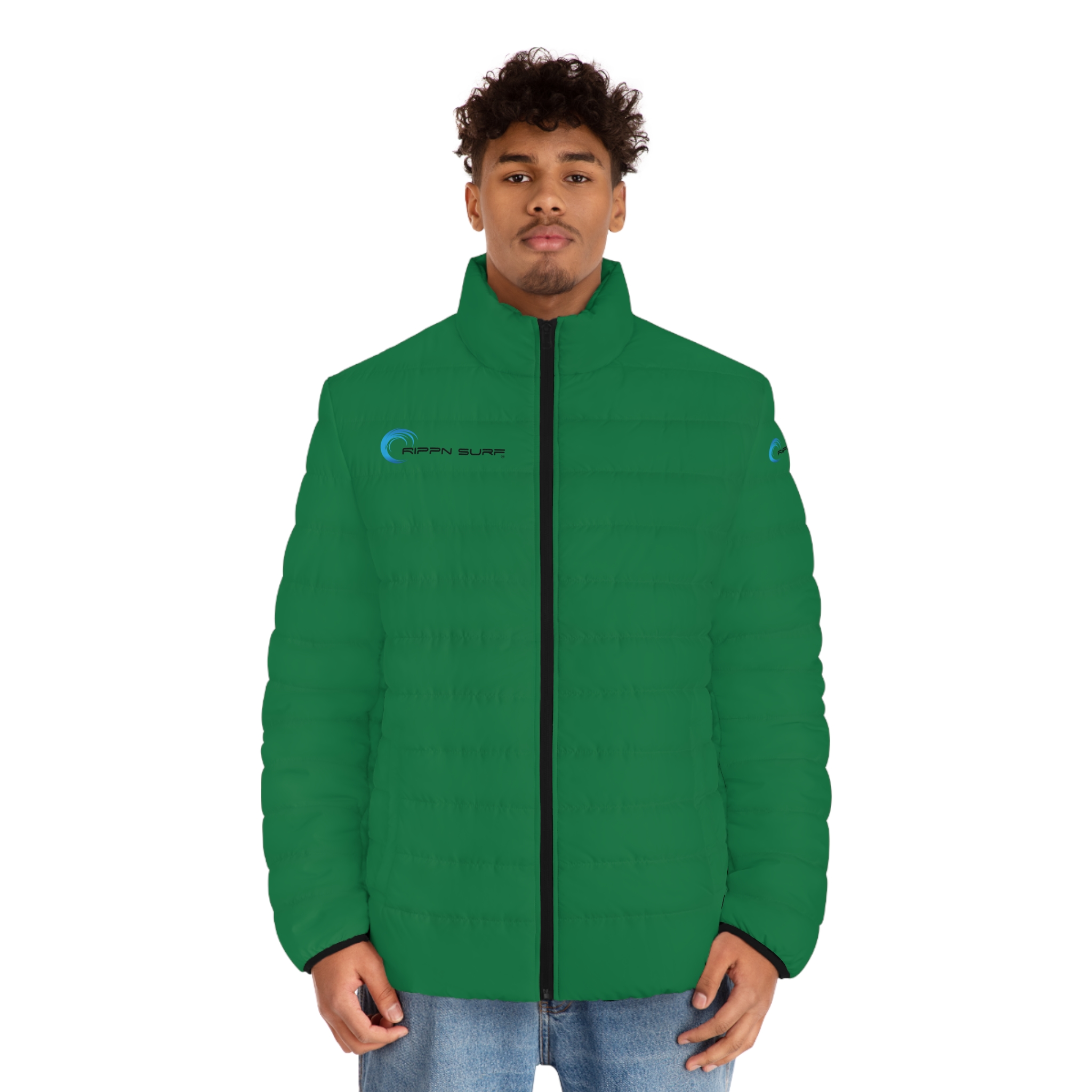 Rippn Surf Men's Dark Green Puffer Jacket - Image 3