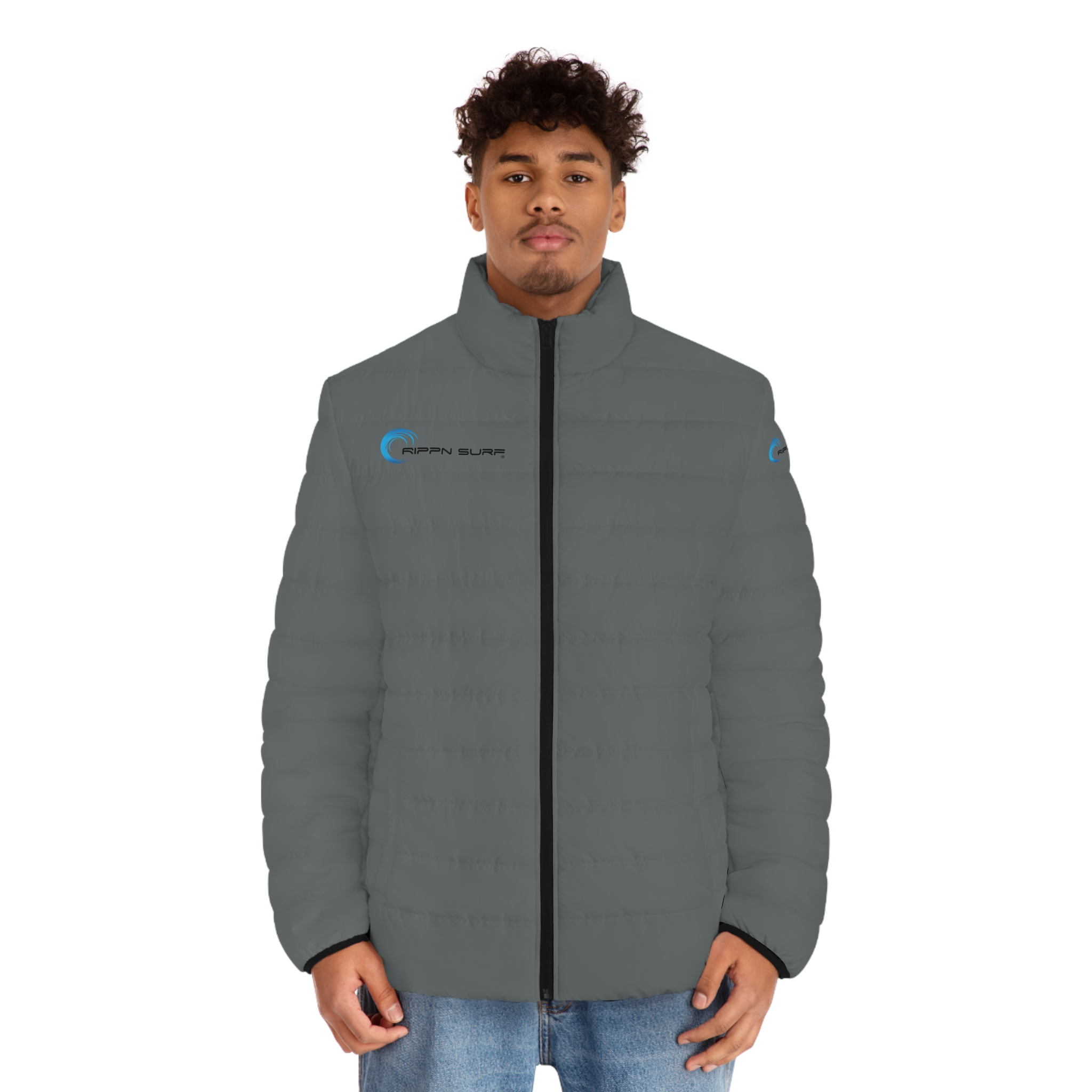 Rippn Surf Men's Dark Grey Puffer Jacket - Image 3