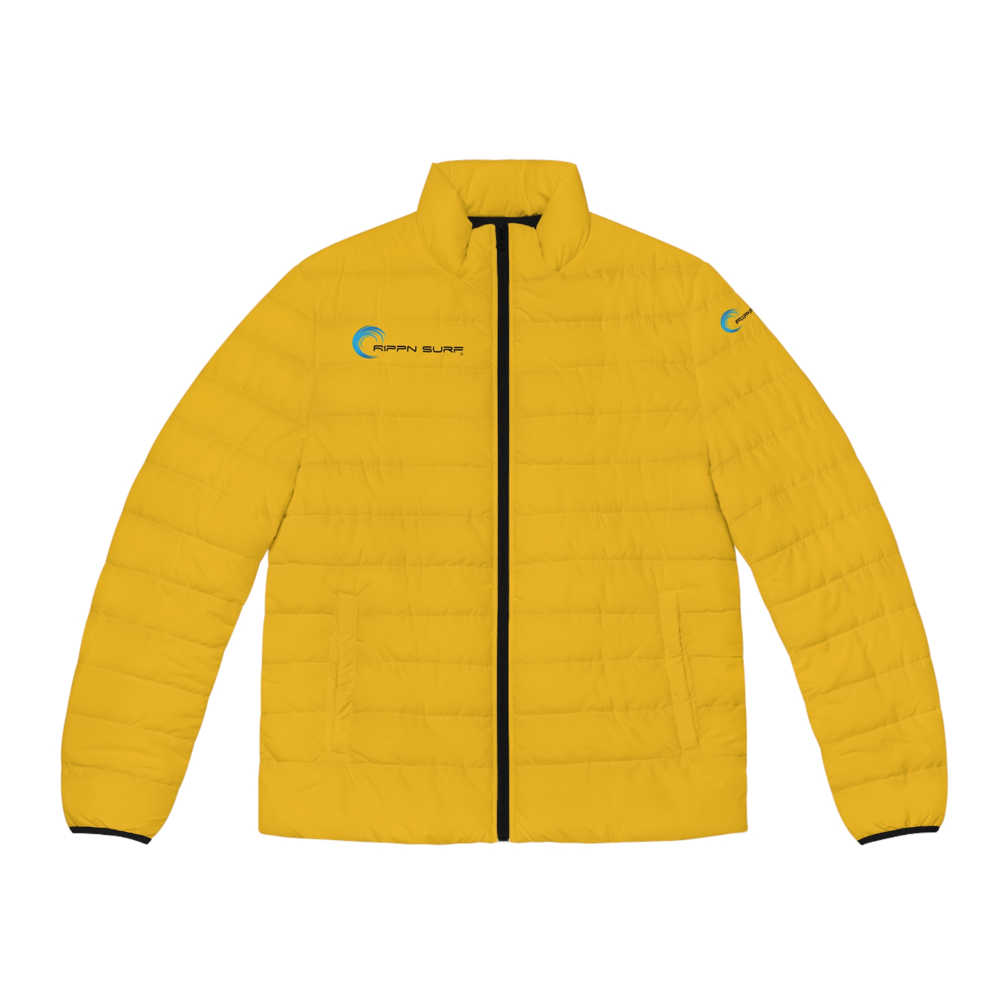 Rippn Surf Backside Wave Men's Yellow Puffer Jacket - Image 2