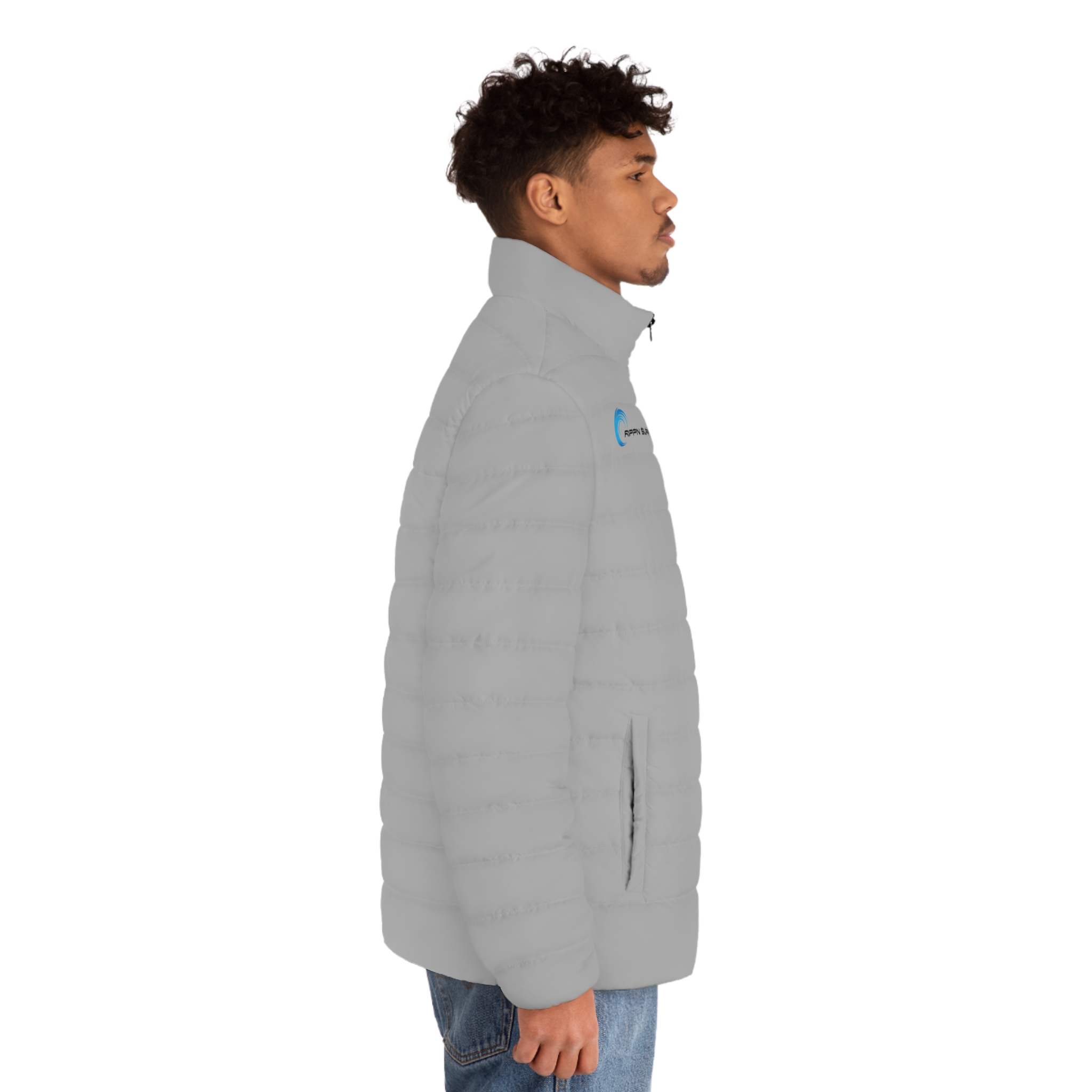 Rippn Surf Men's Light Grey Puffer Jacket - Image 5