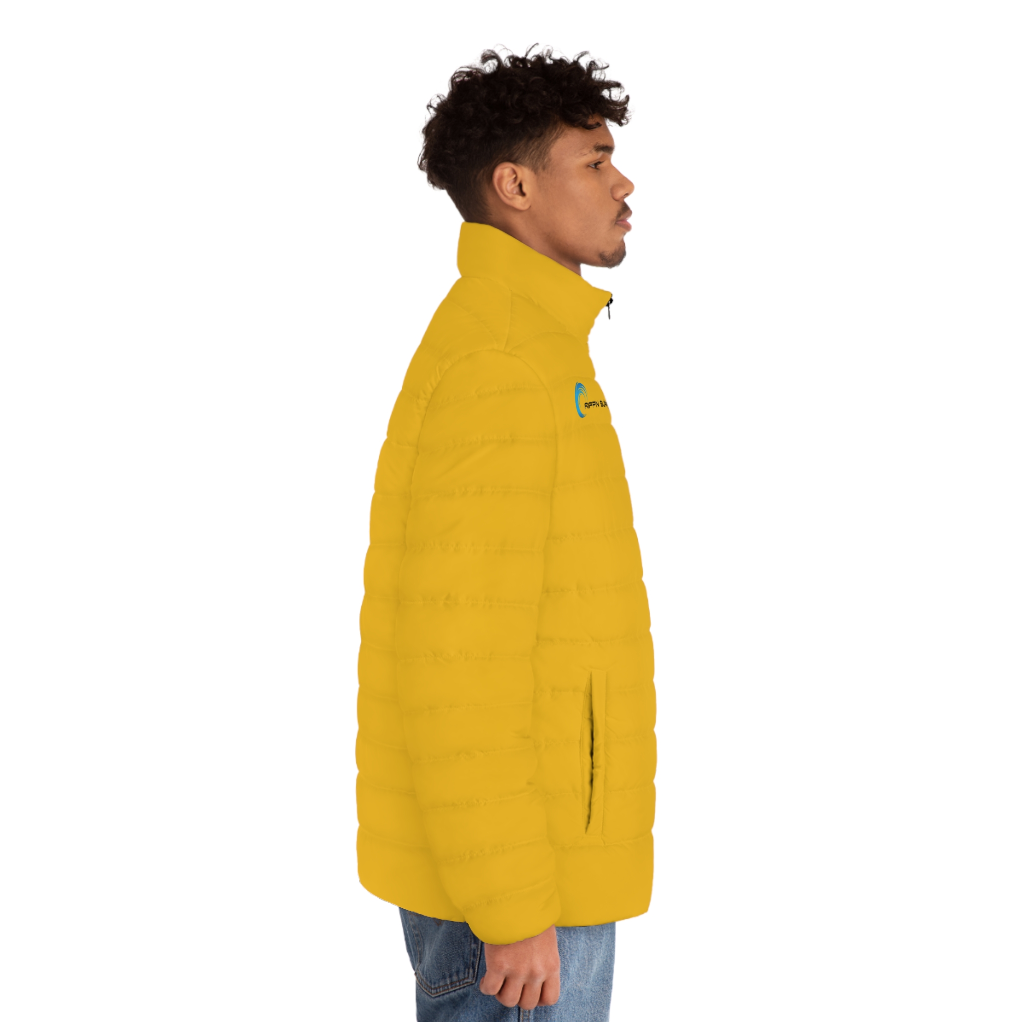 Rippn Surf Men's Yellow Puffer Jacket - Image 5