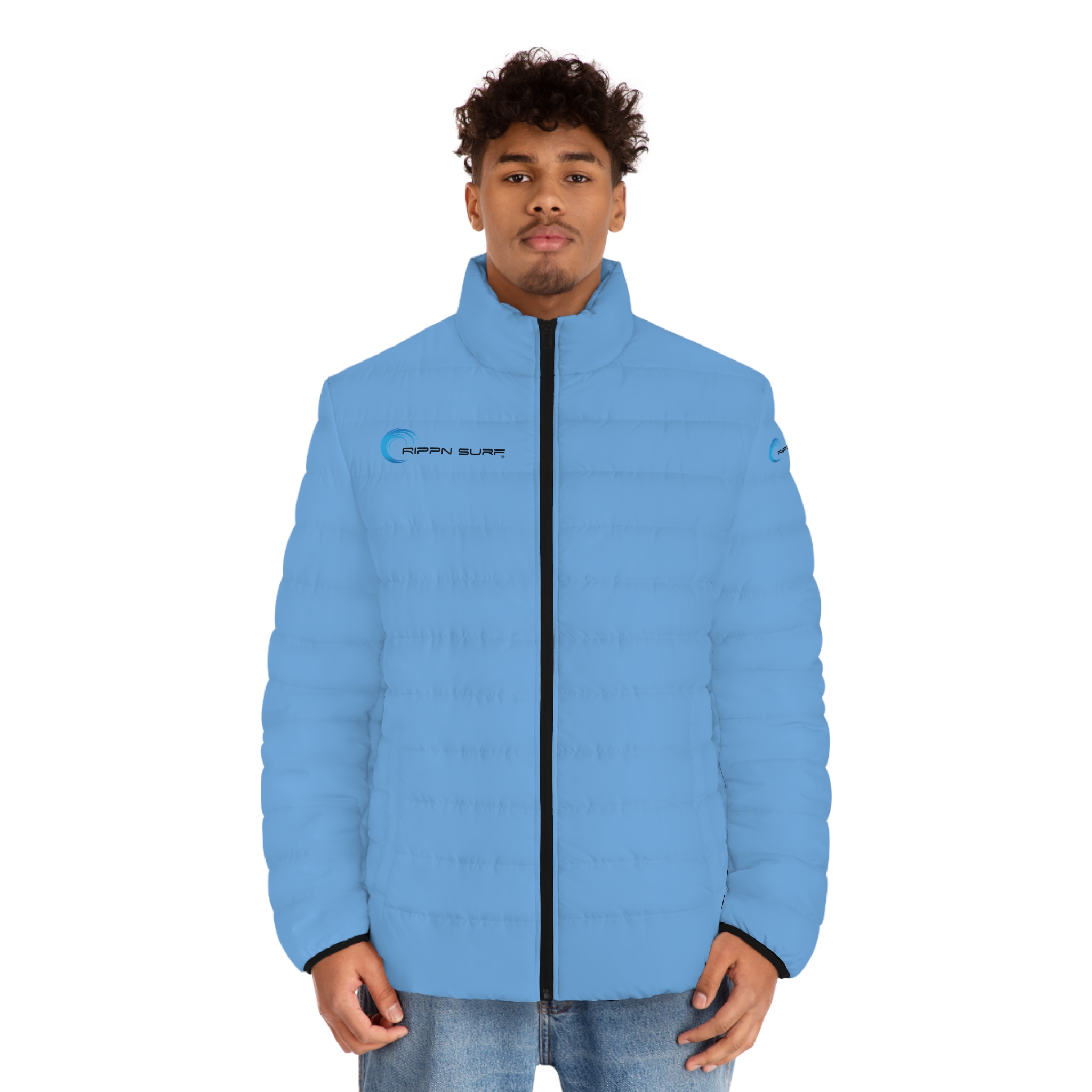 Rippn Surf Men's Light Blue Puffer Jacket - Image 3