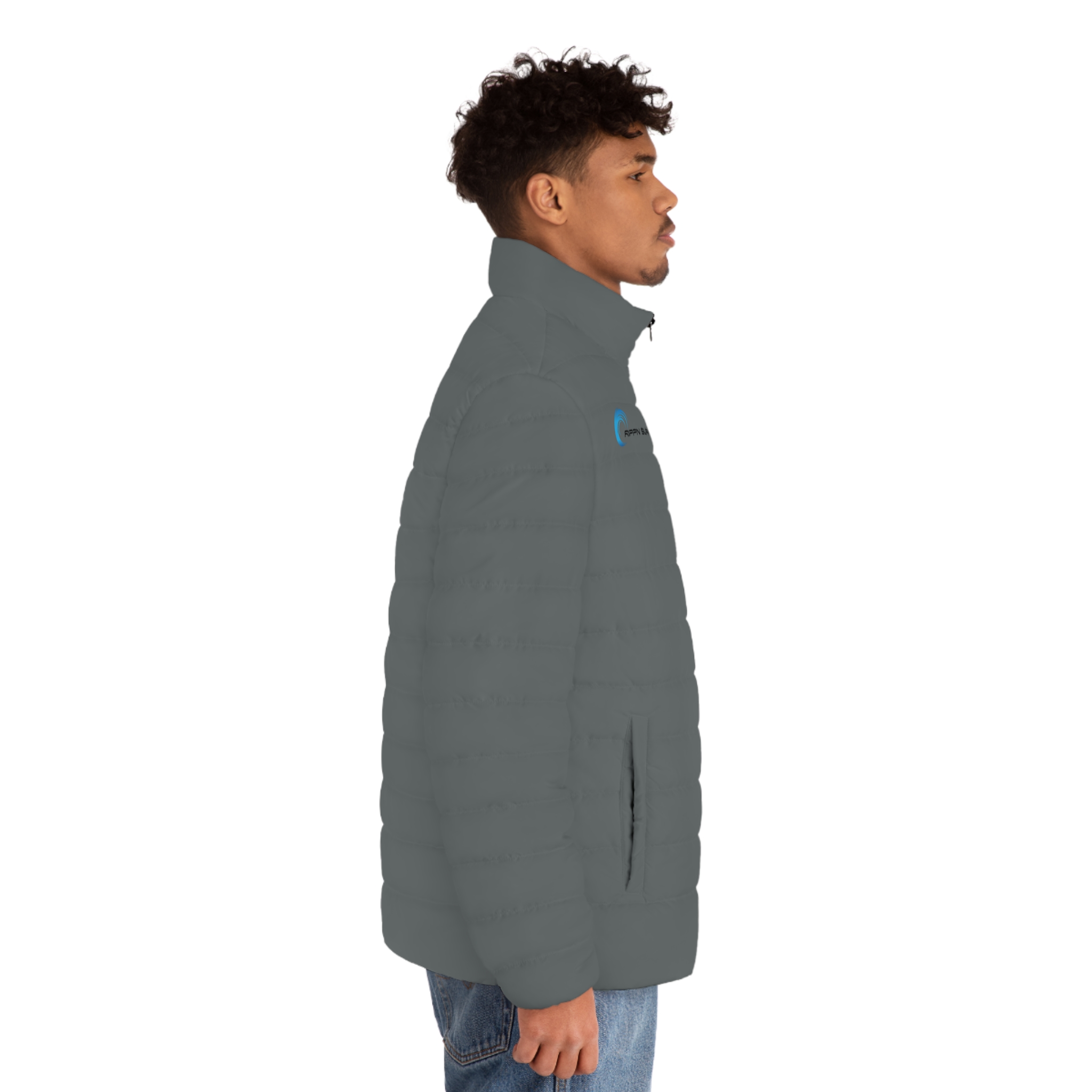Rippn Surf Men's Dark Grey Puffer Jacket - Image 5