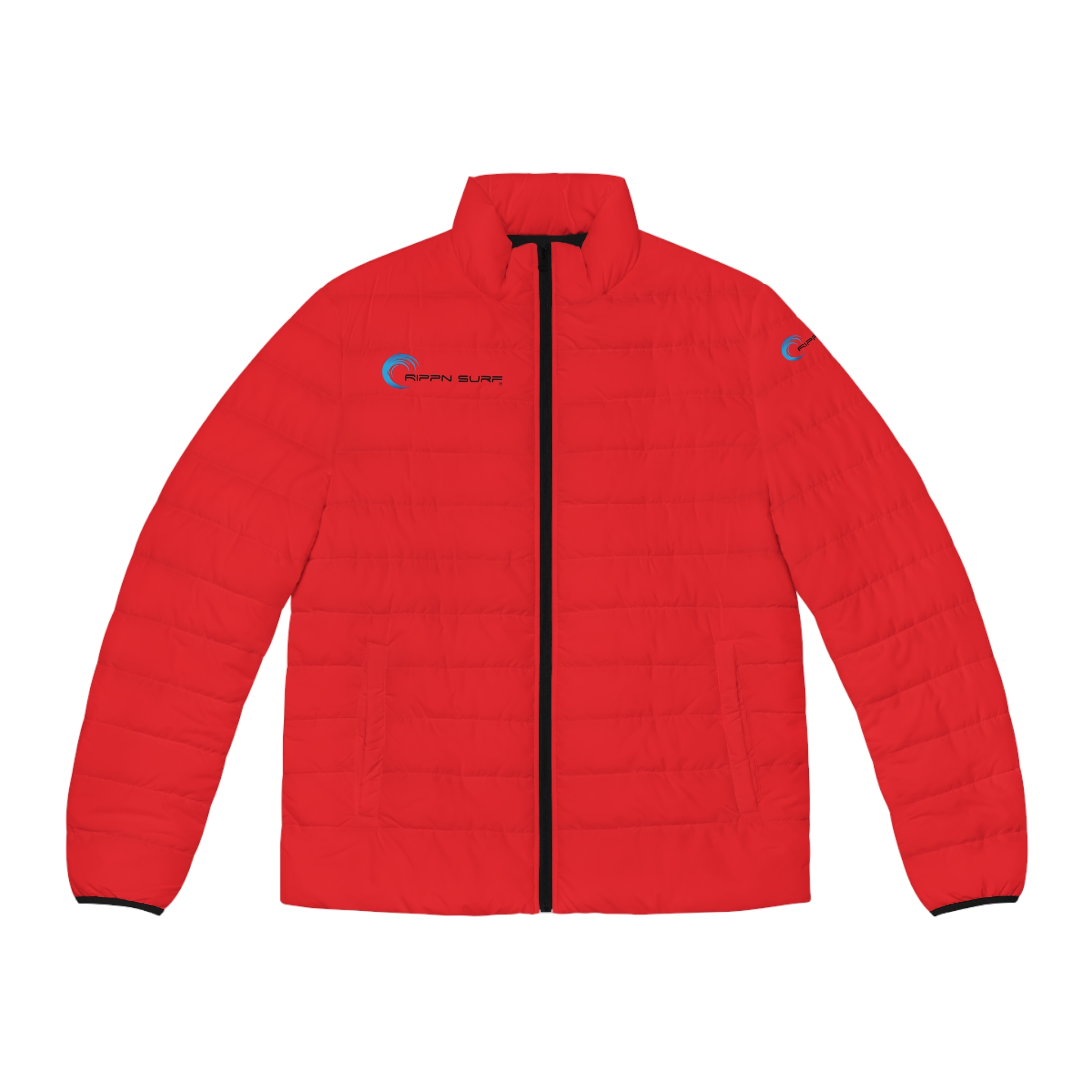 Rippn Surf Backside Wave Men's Red Puffer Jacket - Image 2