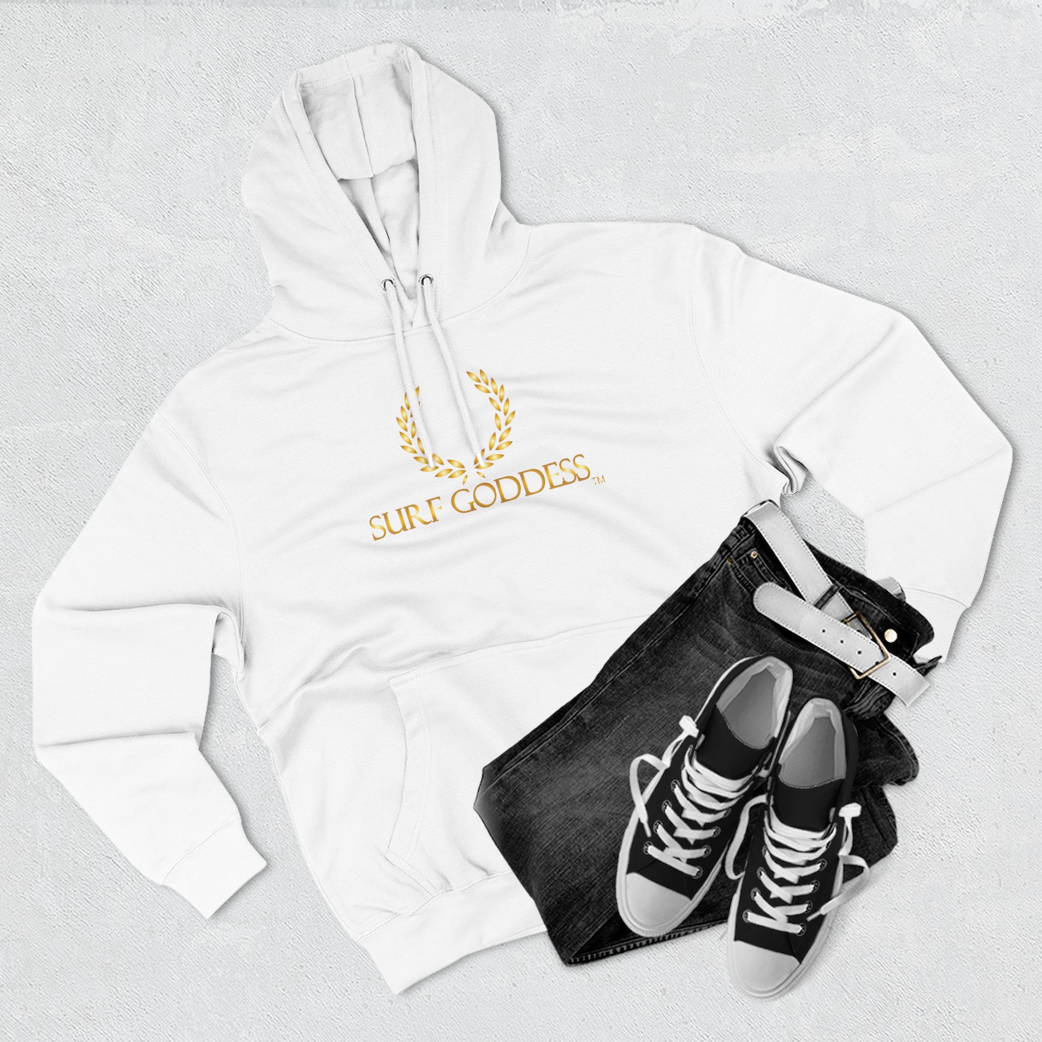 Surf Goddess Women’s Navy Blue Fleece Hoodie - Image 3