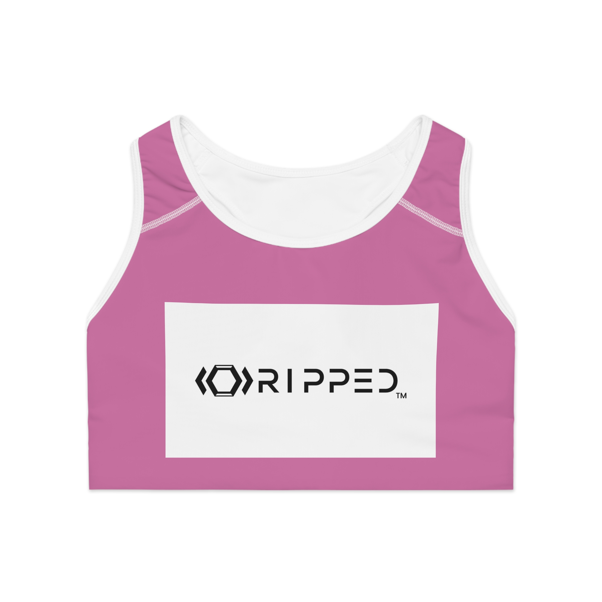 Ripped Light Pink Athletic Sports Bra (White Borders) - Image 2