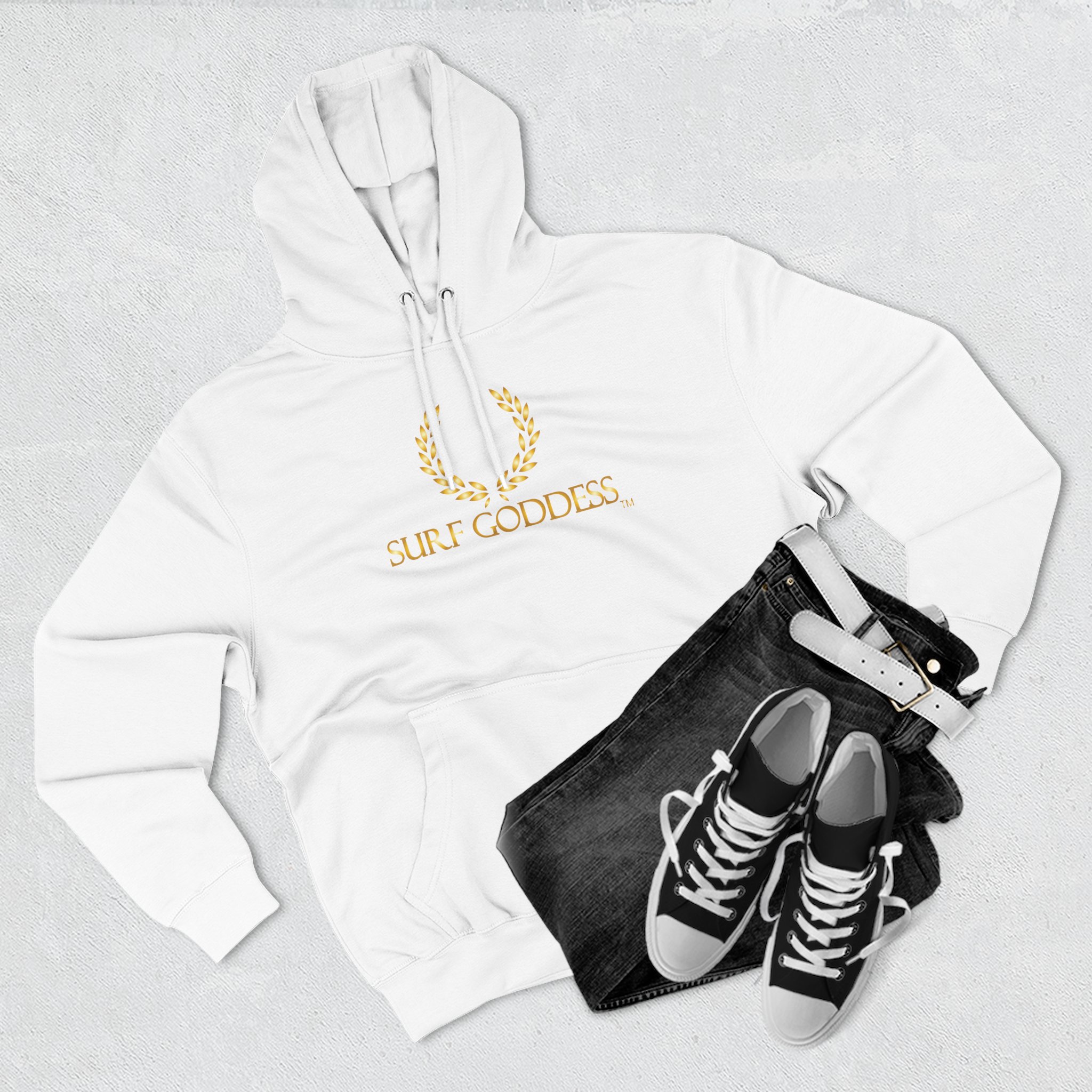 Surf Goddess Women’s Burgundy Fleece Hoodie - Image 3
