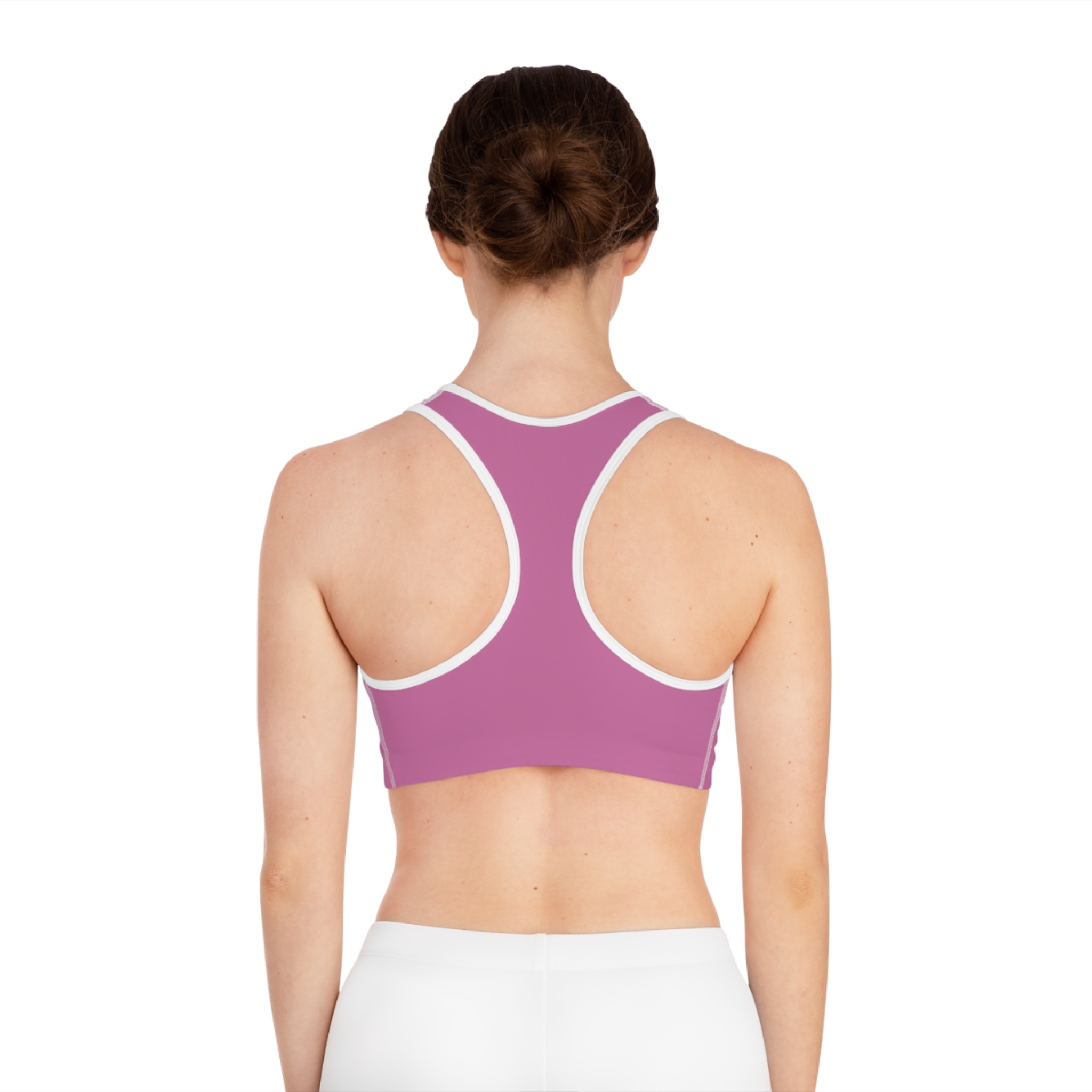 Ripped Light Pink Athletic Sports Bra (White Borders) - Image 4