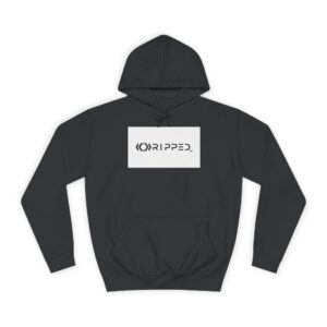 Black hoodie with white RIPPED logo